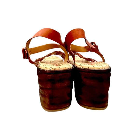 Korks Women Marley Woven Leather Platform Wedge Sandals Orange Brown 10 NWOB - Picture 4 of 8